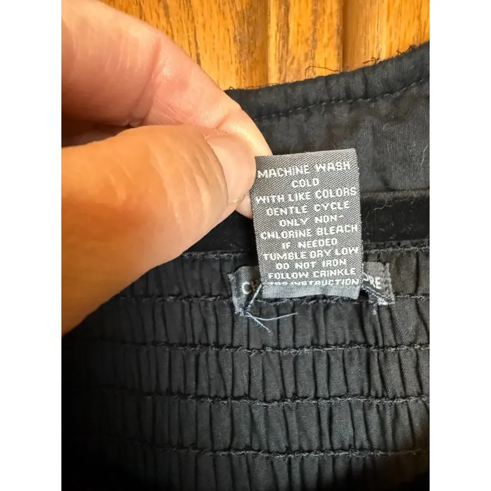 Chelsea & Theodore Black Peasant Flare Sundress Smocked Dress Boho Sz M - Picture 7 of 11